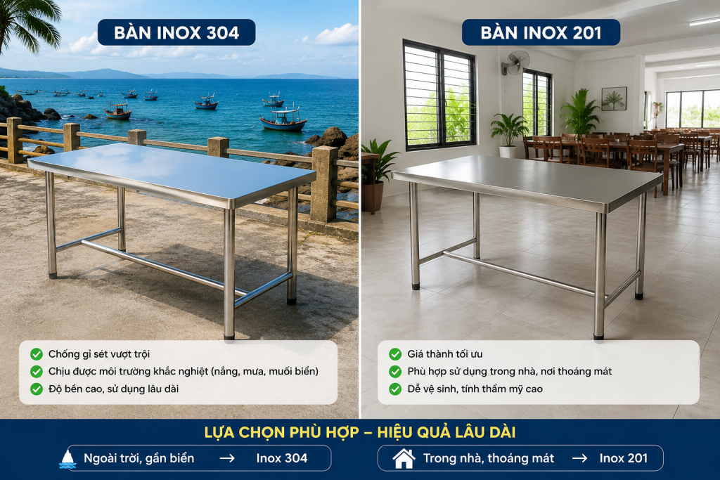 Nên Chọn Bàn Inox 304 Cho Quán Ăn Hay Bàn Inox 201 Cho Quán Ăn?
